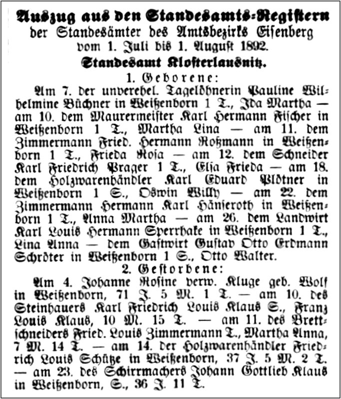 1892-08-01 Kl Standesamtsregister